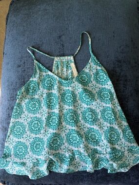 Nordstrom gauzy open back teal tank